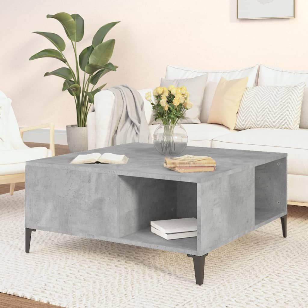 vidaXL Măsuță de cafea, gri beton, 80x80x36,5 cm, lemn prelucrat vidaXL Măsuță de cafea, gri beton, 80x80x36,5 cm, lemn prelucrat