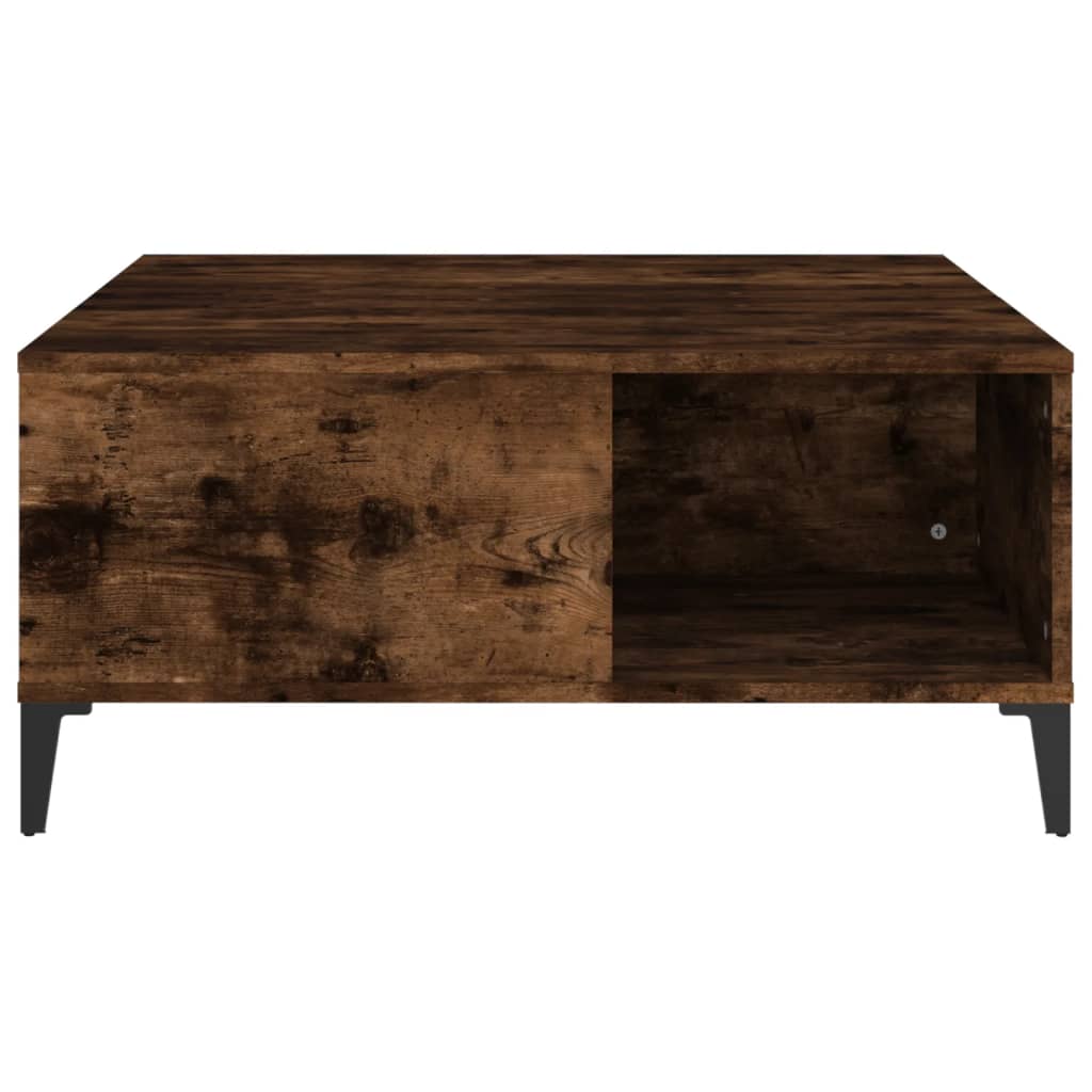 vidaXL Măsuță de cafea, stejar afumat, 80x80x36,5 cm, lemn prelucrat