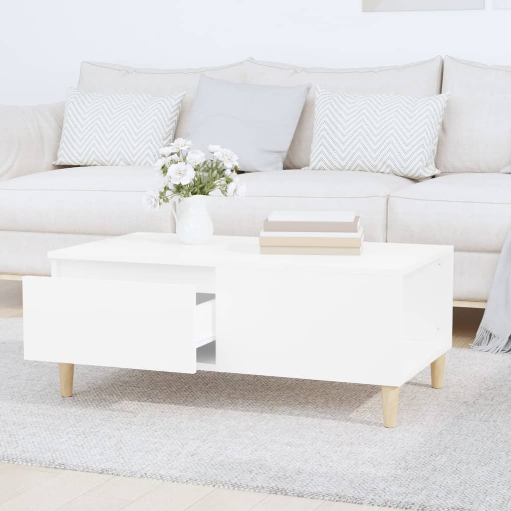 vidaXL Măsuță de cafea, alb, 90x50x36,5 cm, lemn prelucrat vidaXL Măsuță de cafea, alb, 90x50x36,5 cm, lemn prelucrat
