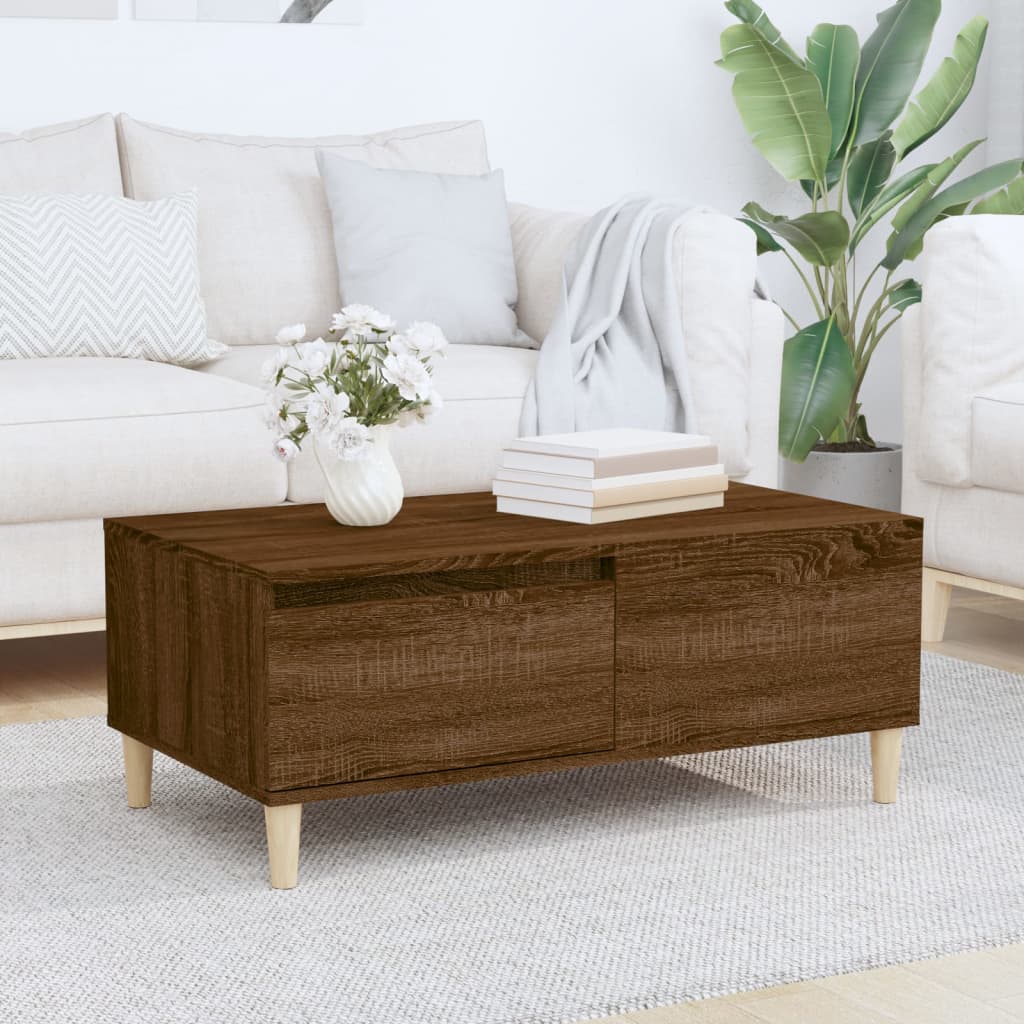 vidaXL Măsuță de cafea, stejar maro, 90x50x36,5 cm, lemn prelucrat vidaXL Măsuță de cafea, stejar maro, 90x50x36,5 cm, lemn prelucrat