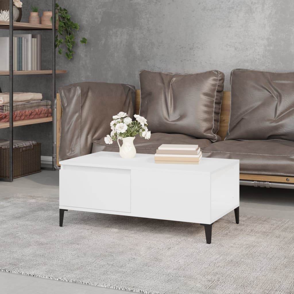 vidaXL Măsuță de cafea, alb, 90x50x36,5 cm, lemn prelucrat vidaXL Măsuță de cafea, alb, 90x50x36,5 cm, lemn prelucrat