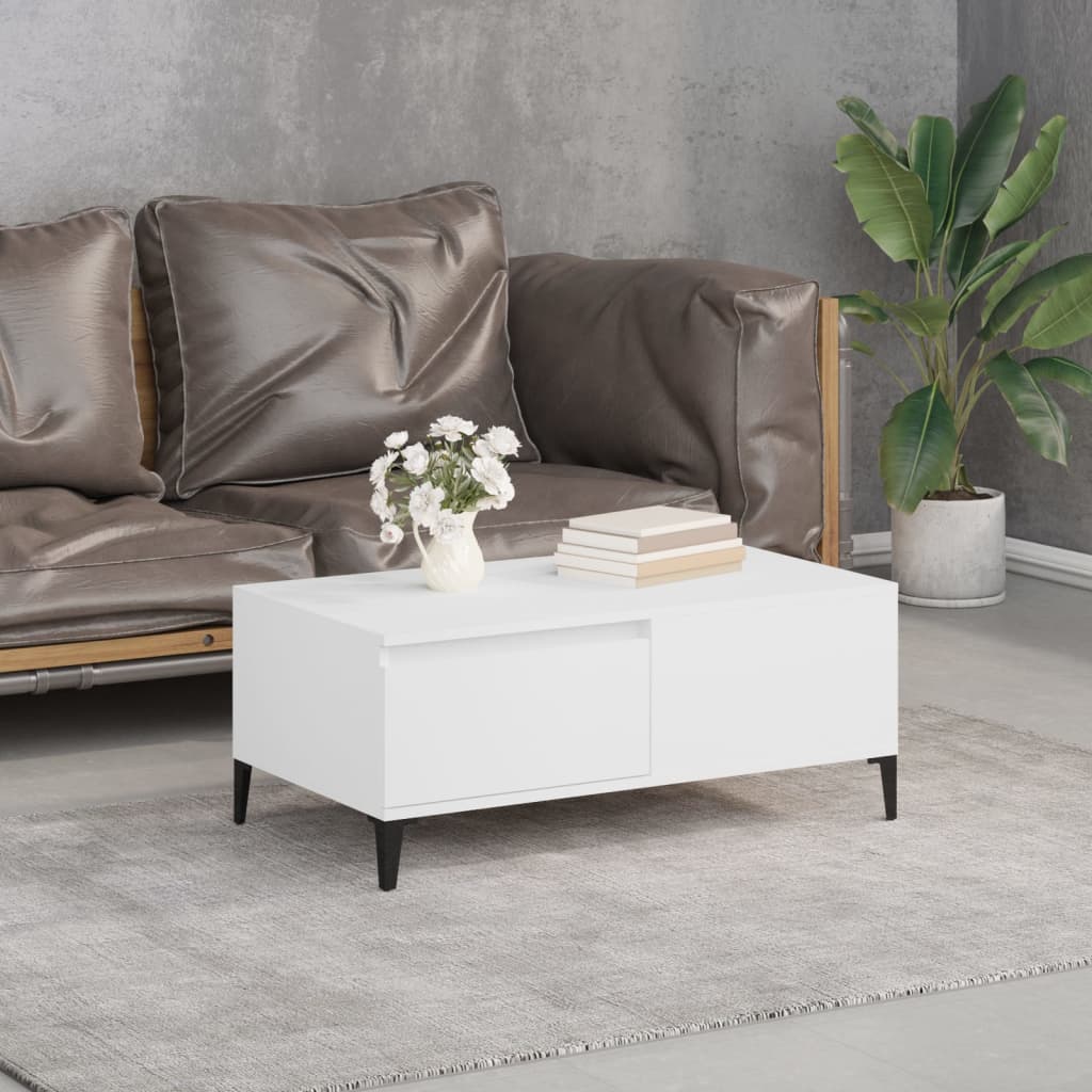 vidaXL Măsuță de cafea, alb, 90x50x36,5 cm, lemn prelucrat vidaXL Măsuță de cafea, alb, 90x50x36,5 cm, lemn prelucrat