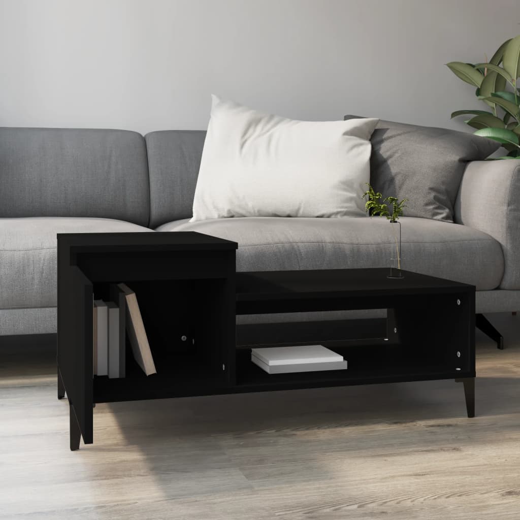 vidaXL Măsuță de cafea, negru, 100x50x45 cm, lemn prelucrat vidaXL Măsuță de cafea, negru, 100x50x45 cm, lemn prelucrat