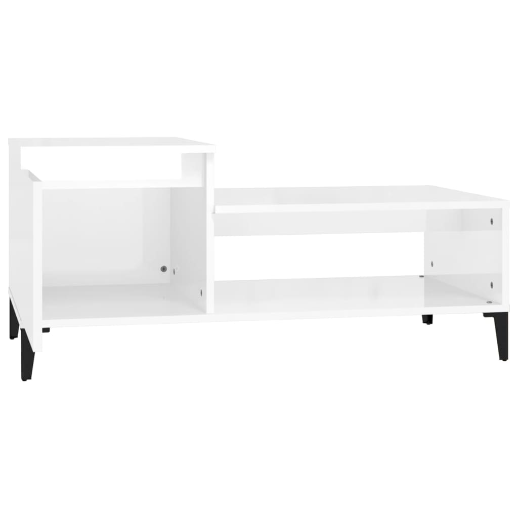 vidaXL Măsuță de cafea, alb extralucios, 100x50x45 cm, lemn compozit vidaXL Măsuță de cafea, alb extralucios, 100x50x45 cm, lemn compozit