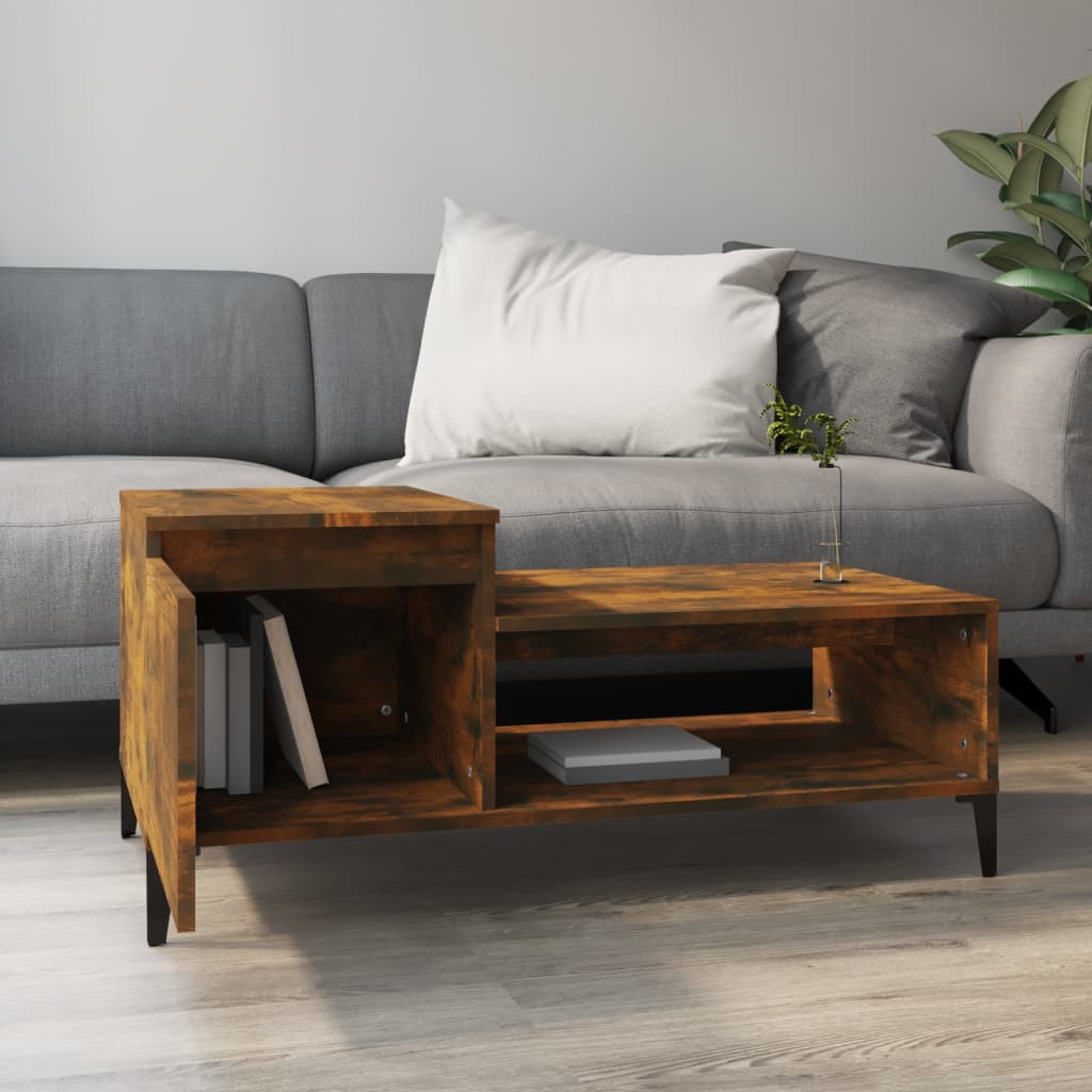 vidaXL Măsuță de cafea, stejar fumuriu, 100x50x45 cm, lemn prelucrat vidaXL Măsuță de cafea, stejar fumuriu, 100x50x45 cm, lemn prelucrat