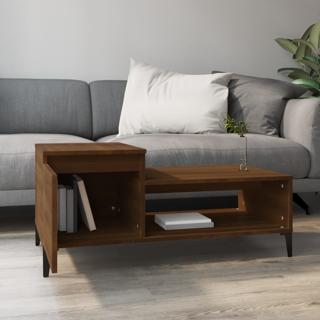 vidaXL Măsuță de cafea, stejar maro, 100x50x45 cm, lemn prelucrat vidaXL Măsuță de cafea, stejar maro, 100x50x45 cm, lemn prelucrat