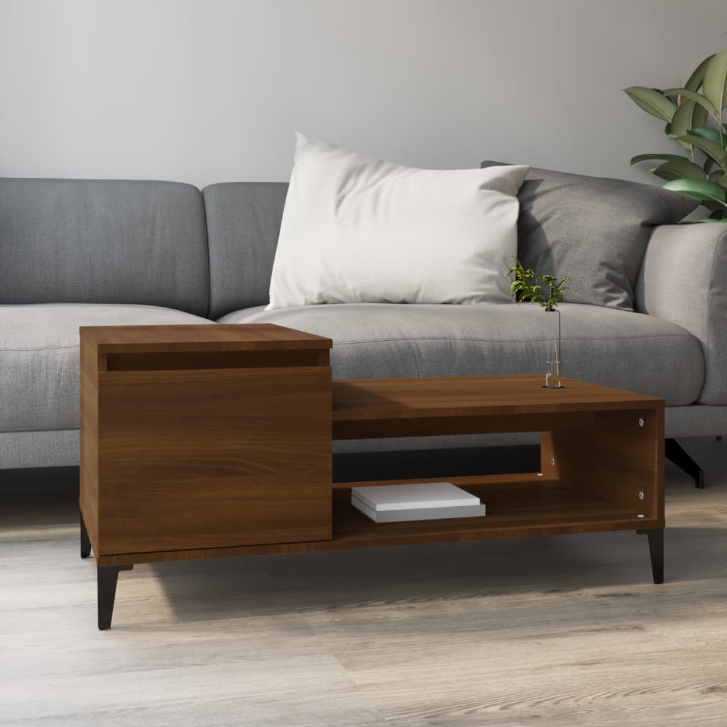 vidaXL Măsuță de cafea, stejar maro, 100x50x45 cm, lemn prelucrat vidaXL Măsuță de cafea, stejar maro, 100x50x45 cm, lemn prelucrat