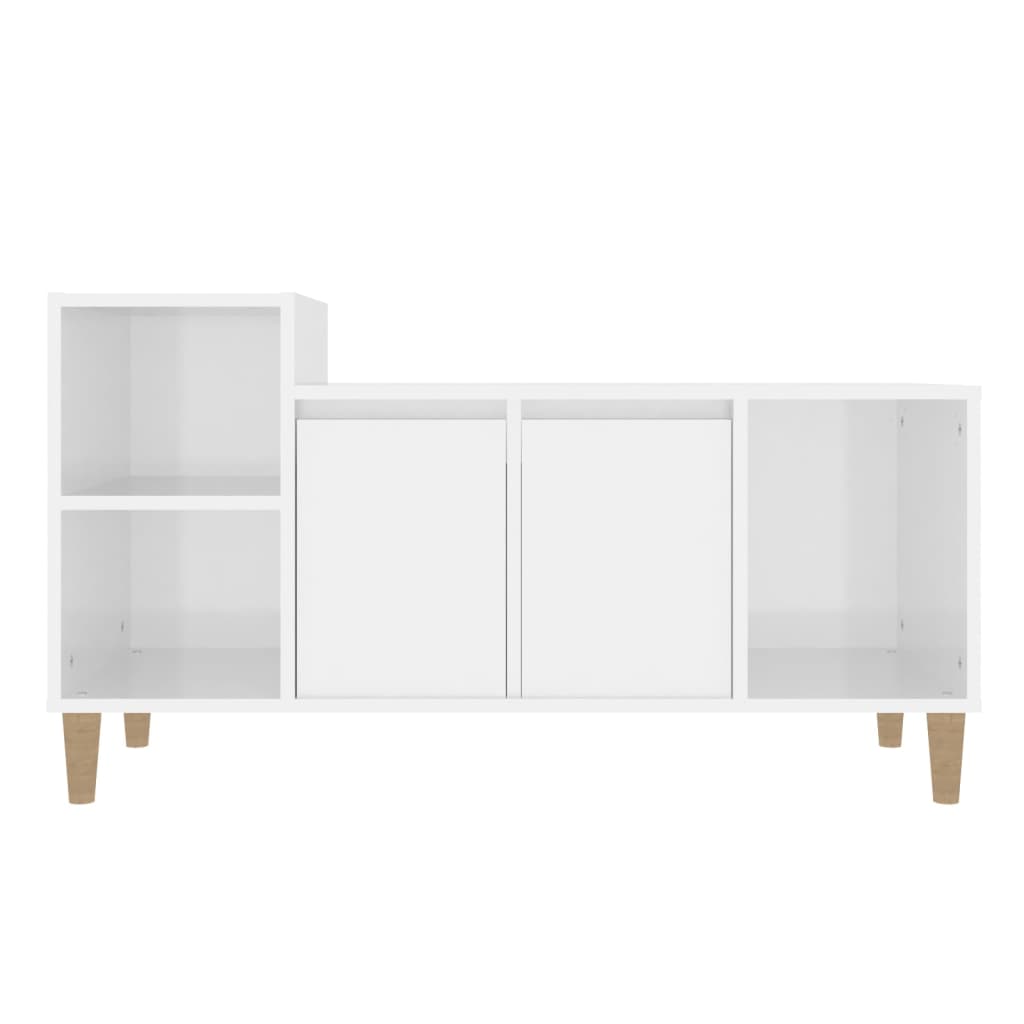 vidaXL Comodă TV, alb extralucios, 100x35x55 cm, lemn prelucrat