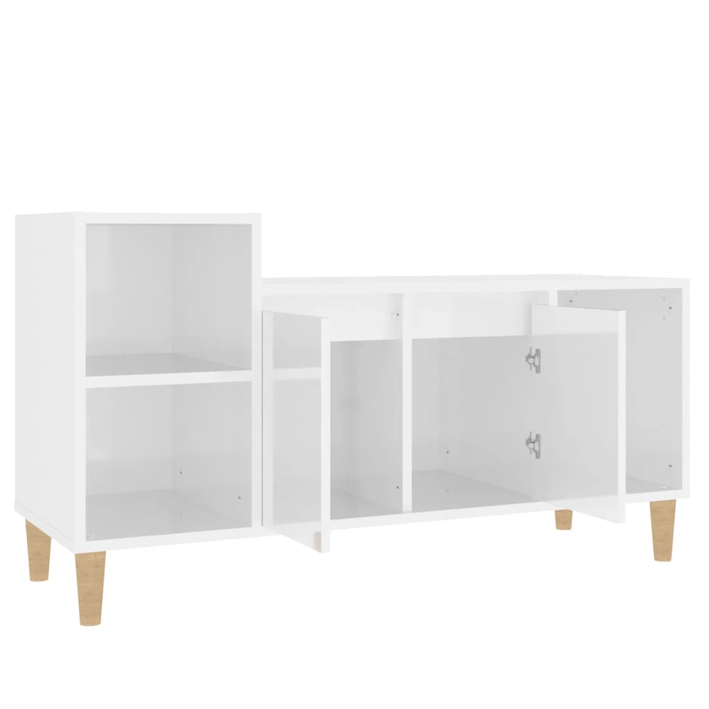 vidaXL Comodă TV, alb extralucios, 100x35x55 cm, lemn prelucrat