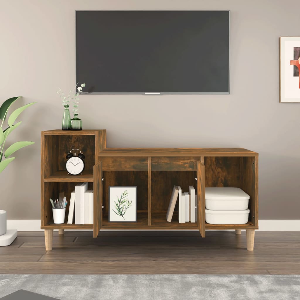 vidaXL Comodă TV, stejar fumuriu, 100x35x55 cm, lemn prelucrat vidaXL Comodă TV, stejar fumuriu, 100x35x55 cm, lemn prelucrat