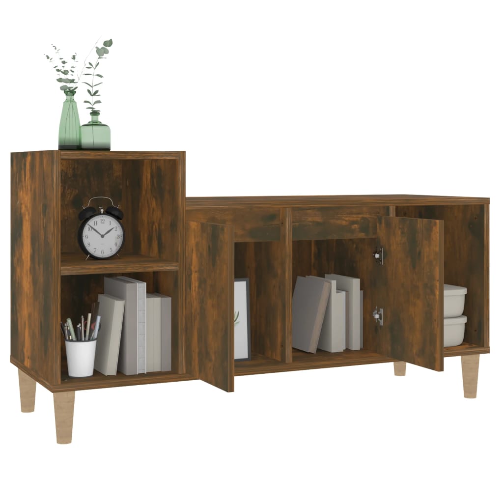 vidaXL Comodă TV, stejar fumuriu, 100x35x55 cm, lemn prelucrat vidaXL Comodă TV, stejar fumuriu, 100x35x55 cm, lemn prelucrat