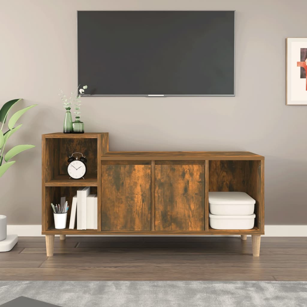 vidaXL Comodă TV, stejar fumuriu, 100x35x55 cm, lemn prelucrat vidaXL Comodă TV, stejar fumuriu, 100x35x55 cm, lemn prelucrat