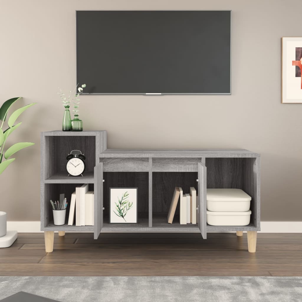 vidaXL Comodă TV, gri sonoma, 100x35x55 cm, lemn prelucrat vidaXL Comodă TV, gri sonoma, 100x35x55 cm, lemn prelucrat