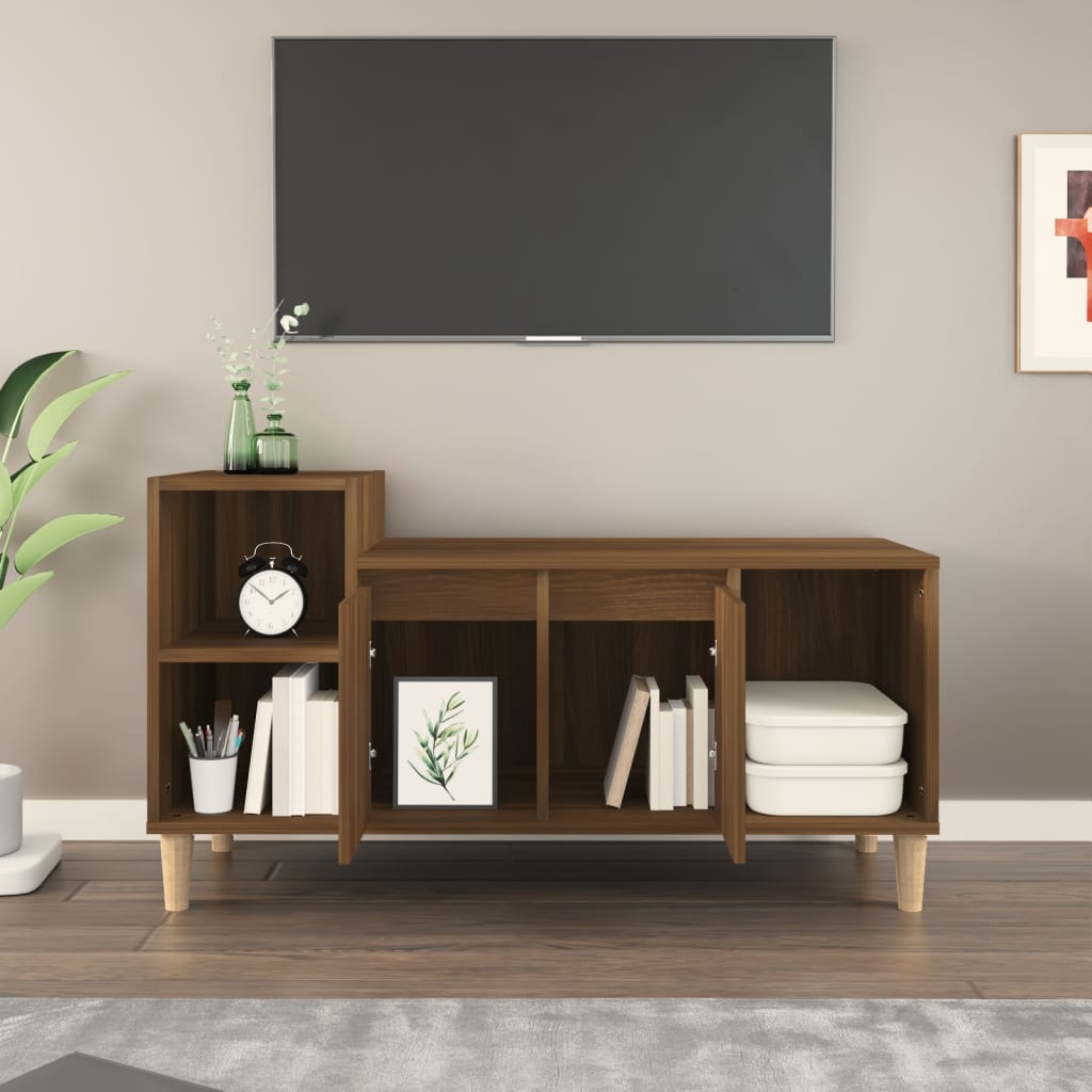 vidaXL Comodă TV, stejar maro, 100x35x55 cm, lemn prelucrat