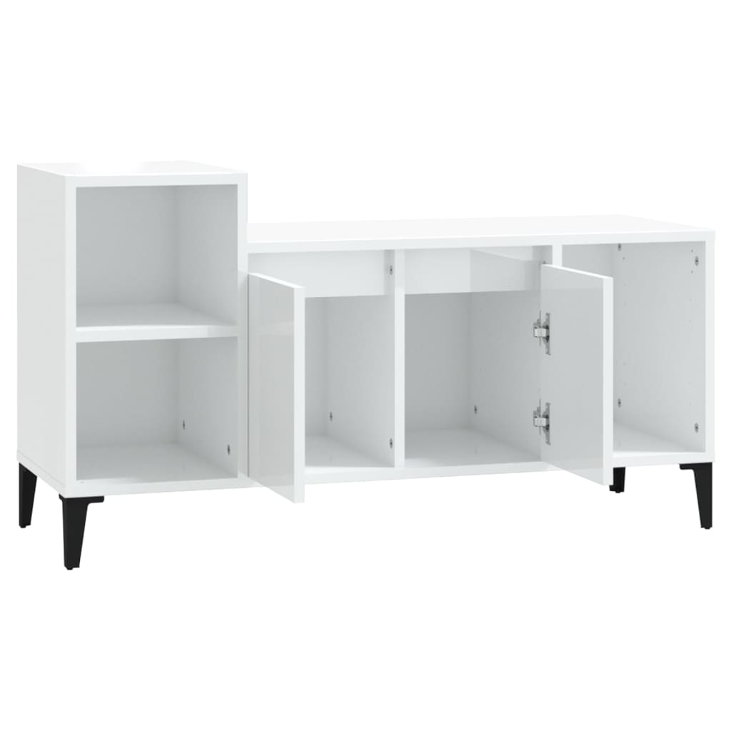 vidaXL Comodă TV, alb extralucios, 100x35x55 cm, lemn prelucrat
