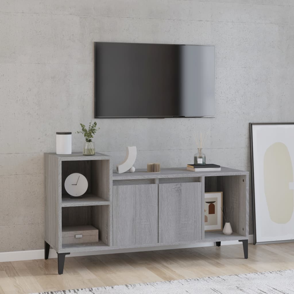 vidaXL Comodă TV, gri sonoma, 100x35x55 cm, lemn prelucrat vidaXL Comodă TV, gri sonoma, 100x35x55 cm, lemn prelucrat