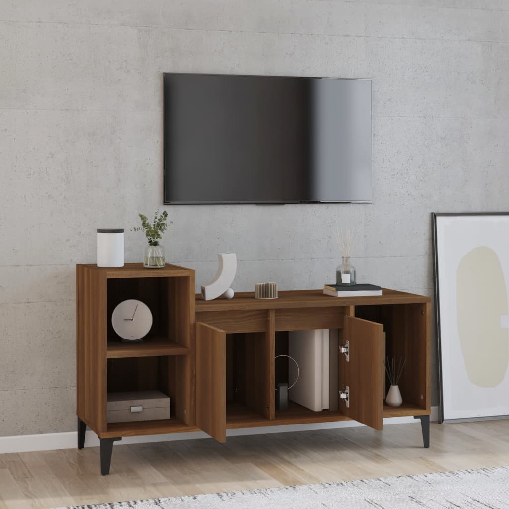 vidaXL Comodă TV, stejar maro, 100x35x55 cm, lemn prelucrat