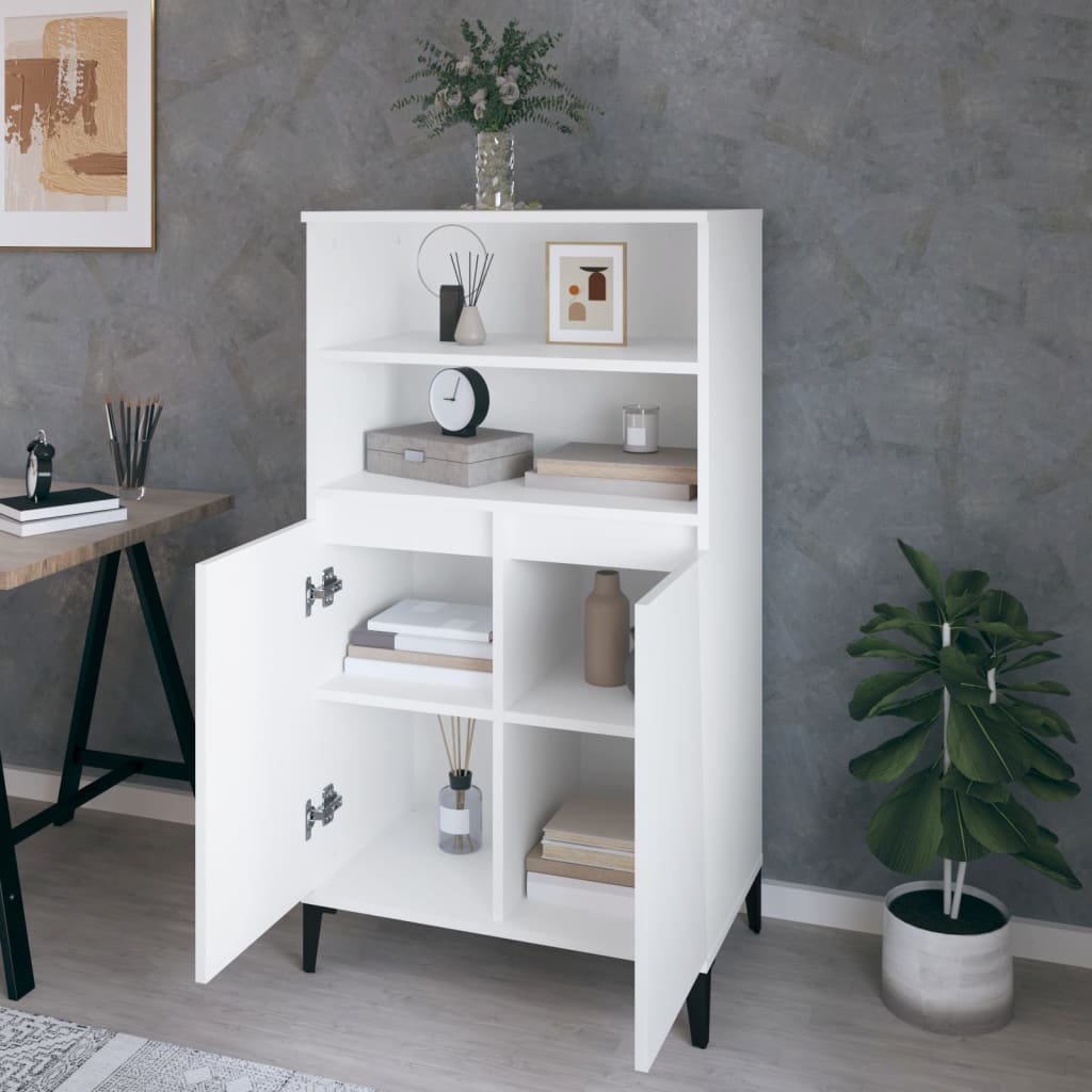 vidaXL Bufet înalt, alb, 60x36x110 cm, lemn prelucrat vidaXL Bufet înalt, alb, 60x36x110 cm, lemn prelucrat