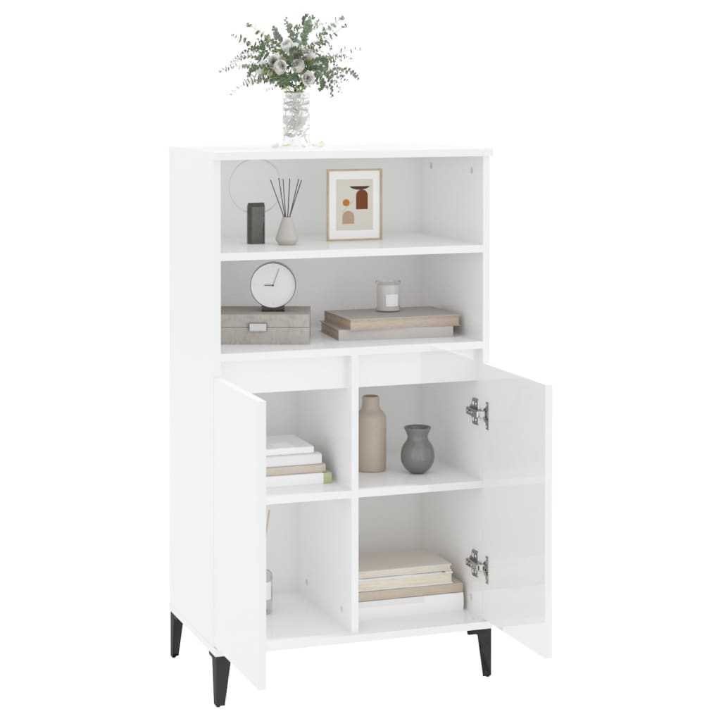 vidaXL Dulap înalt, alb extralucios, 60x36x110 cm, lemn compozit vidaXL Dulap înalt, alb extralucios, 60x36x110 cm, lemn compozit