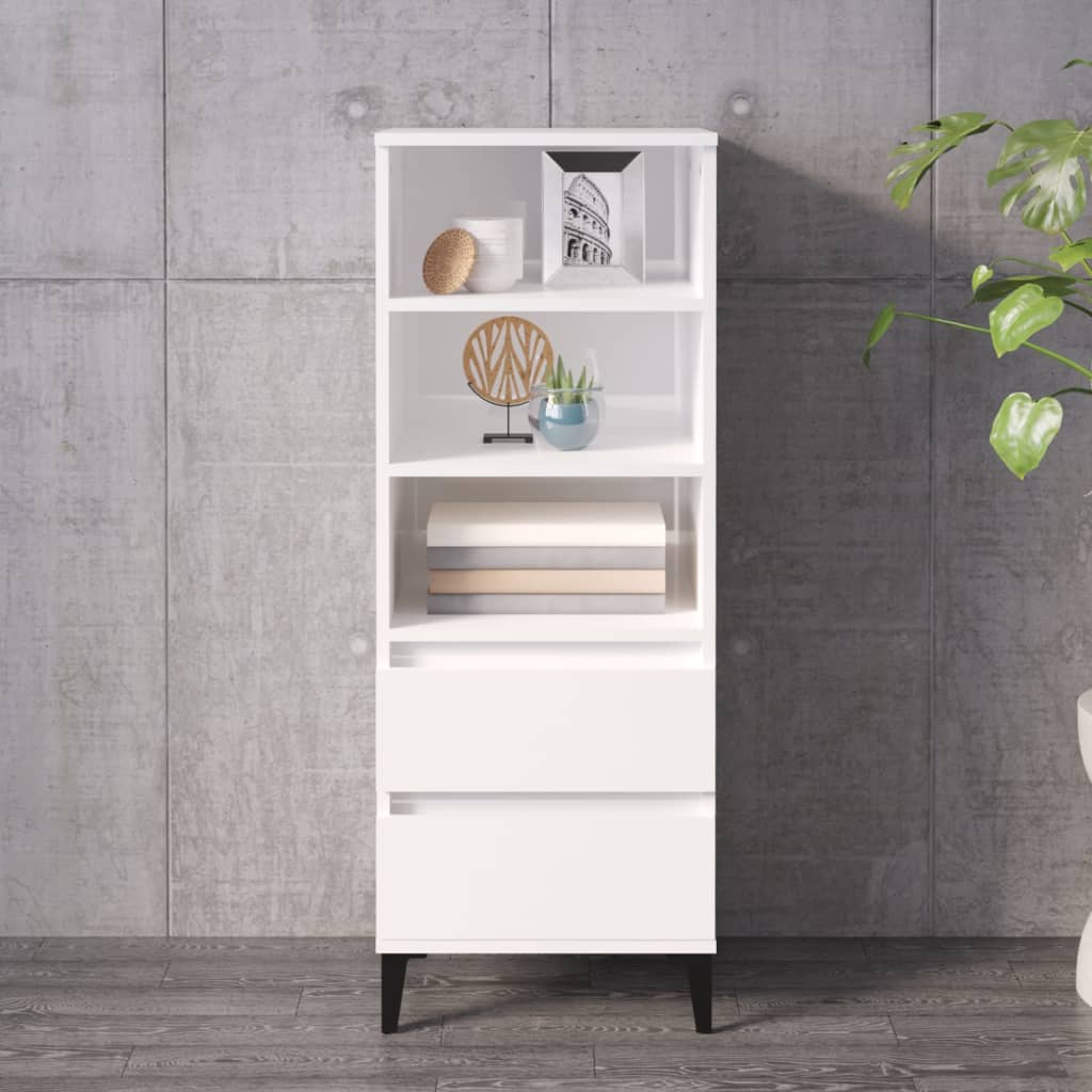 vidaXL Dulap înalt, alb extralucios, 40x36x110 cm, lemn compozit vidaXL Dulap înalt, alb extralucios, 40x36x110 cm, lemn compozit