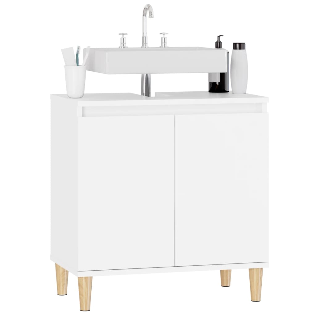 vidaXL Dulap de chiuvetă, alb, 58x33x60 cm, lemn prelucrat vidaXL Dulap de chiuvetă, alb, 58x33x60 cm, lemn prelucrat