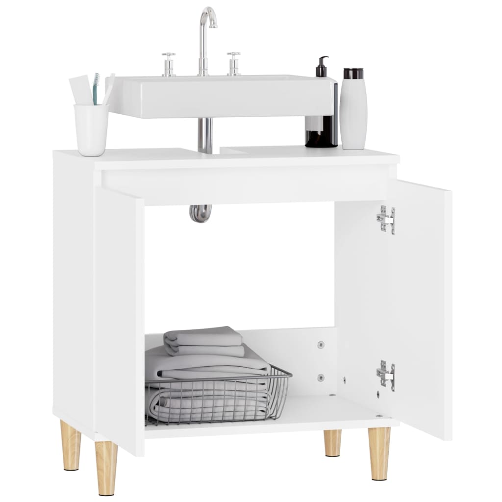 vidaXL Dulap de chiuvetă, alb, 58x33x60 cm, lemn prelucrat vidaXL Dulap de chiuvetă, alb, 58x33x60 cm, lemn prelucrat