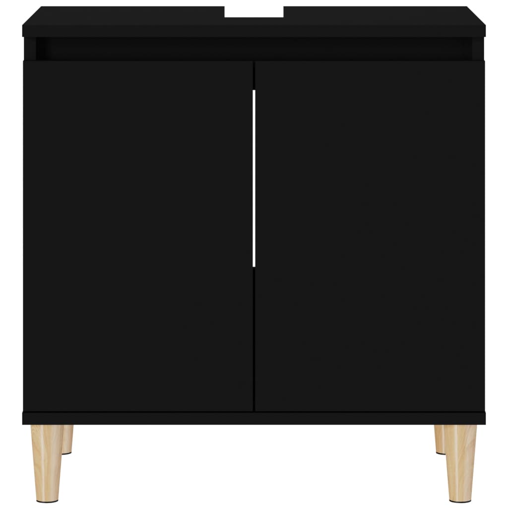vidaXL Dulap de chiuvetă, negru, 58x33x60 cm, lemn prelucrat vidaXL Dulap de chiuvetă, negru, 58x33x60 cm, lemn prelucrat