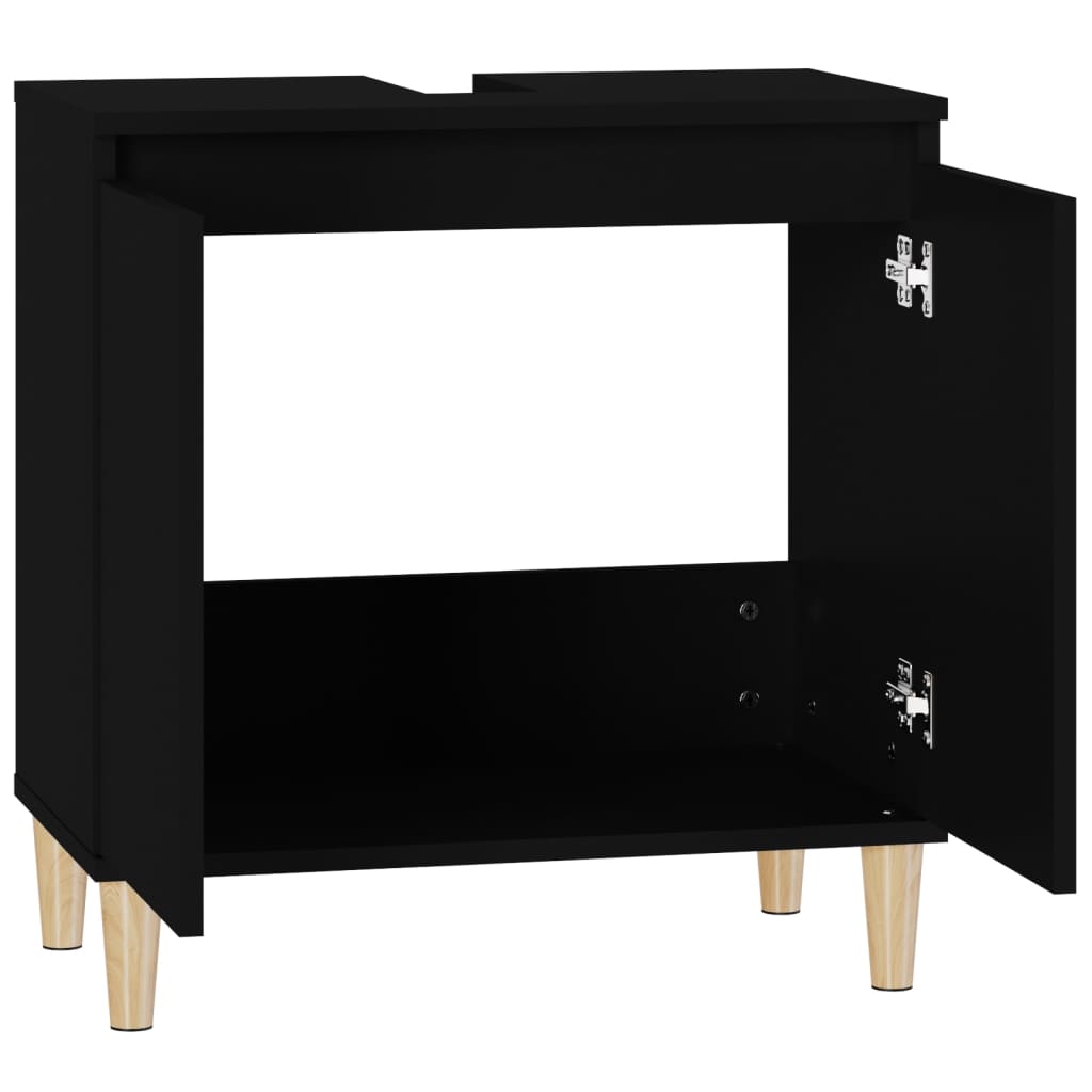 vidaXL Dulap de chiuvetă, negru, 58x33x60 cm, lemn prelucrat vidaXL Dulap de chiuvetă, negru, 58x33x60 cm, lemn prelucrat