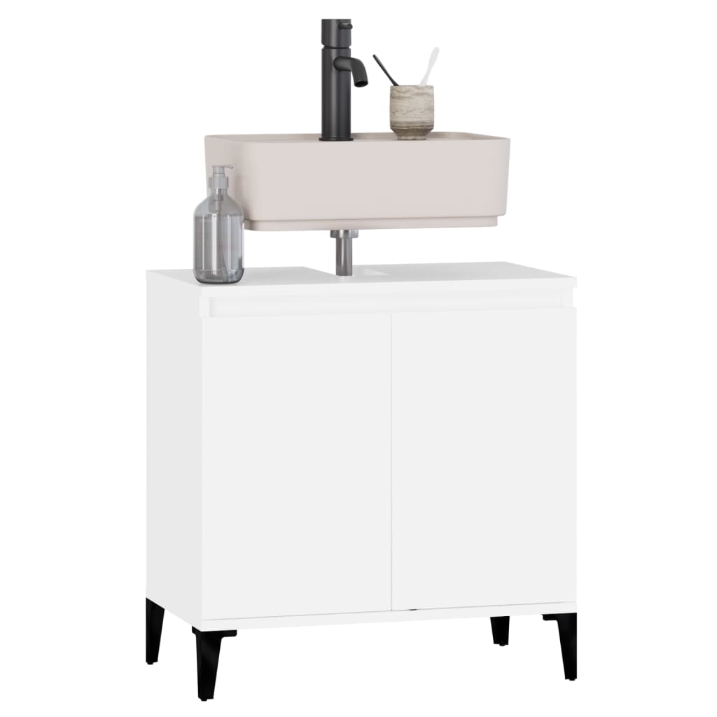 vidaXL Dulap de chiuvetă, alb, 58x33x60 cm, lemn prelucrat vidaXL Dulap de chiuvetă, alb, 58x33x60 cm, lemn prelucrat