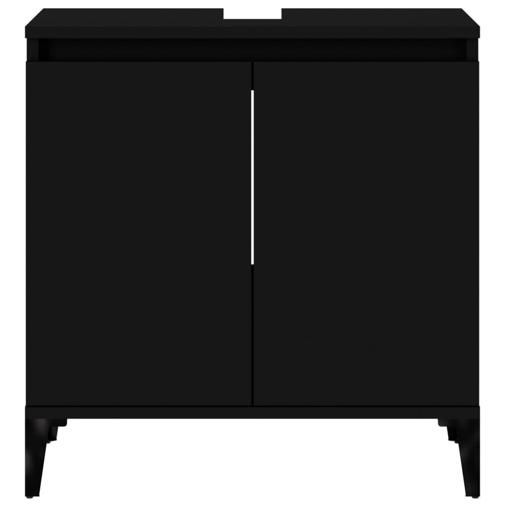 vidaXL Dulap de chiuvetă, negru, 58x33x60 cm, lemn prelucrat vidaXL Dulap de chiuvetă, negru, 58x33x60 cm, lemn prelucrat