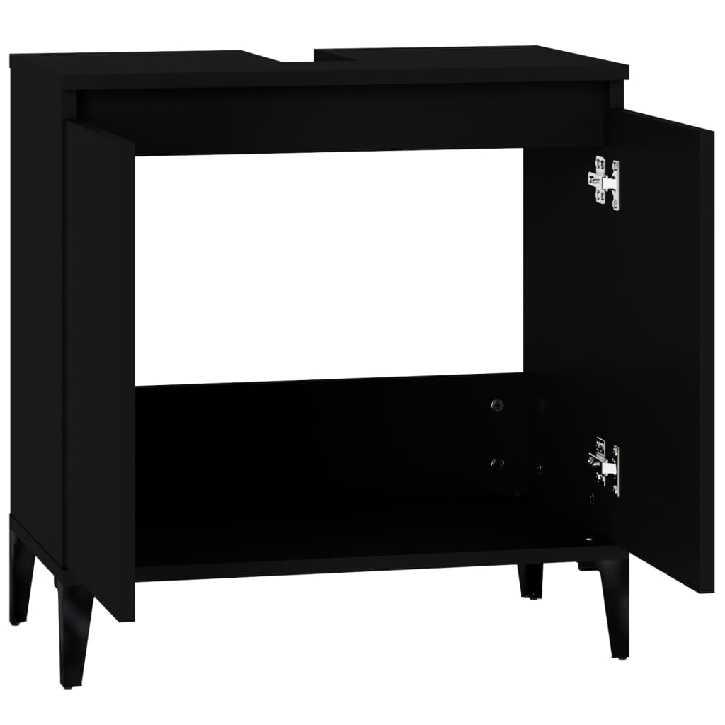 vidaXL Dulap de chiuvetă, negru, 58x33x60 cm, lemn prelucrat vidaXL Dulap de chiuvetă, negru, 58x33x60 cm, lemn prelucrat