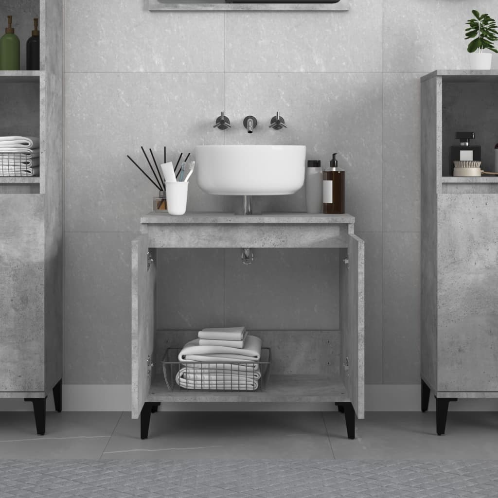 vidaXL Dulap de chiuvetă, gri beton, 58x33x60 cm, lemn prelucrat vidaXL Dulap de chiuvetă, gri beton, 58x33x60 cm, lemn prelucrat
