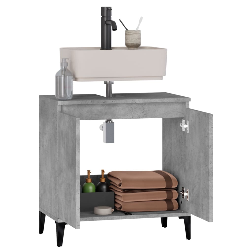 vidaXL Dulap de chiuvetă, gri beton, 58x33x60 cm, lemn prelucrat vidaXL Dulap de chiuvetă, gri beton, 58x33x60 cm, lemn prelucrat