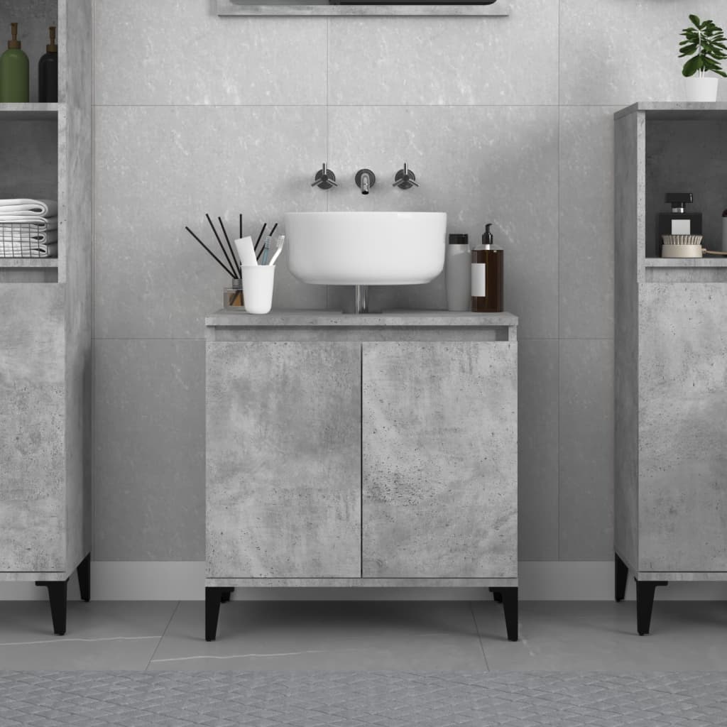 vidaXL Dulap de chiuvetă, gri beton, 58x33x60 cm, lemn prelucrat vidaXL Dulap de chiuvetă, gri beton, 58x33x60 cm, lemn prelucrat