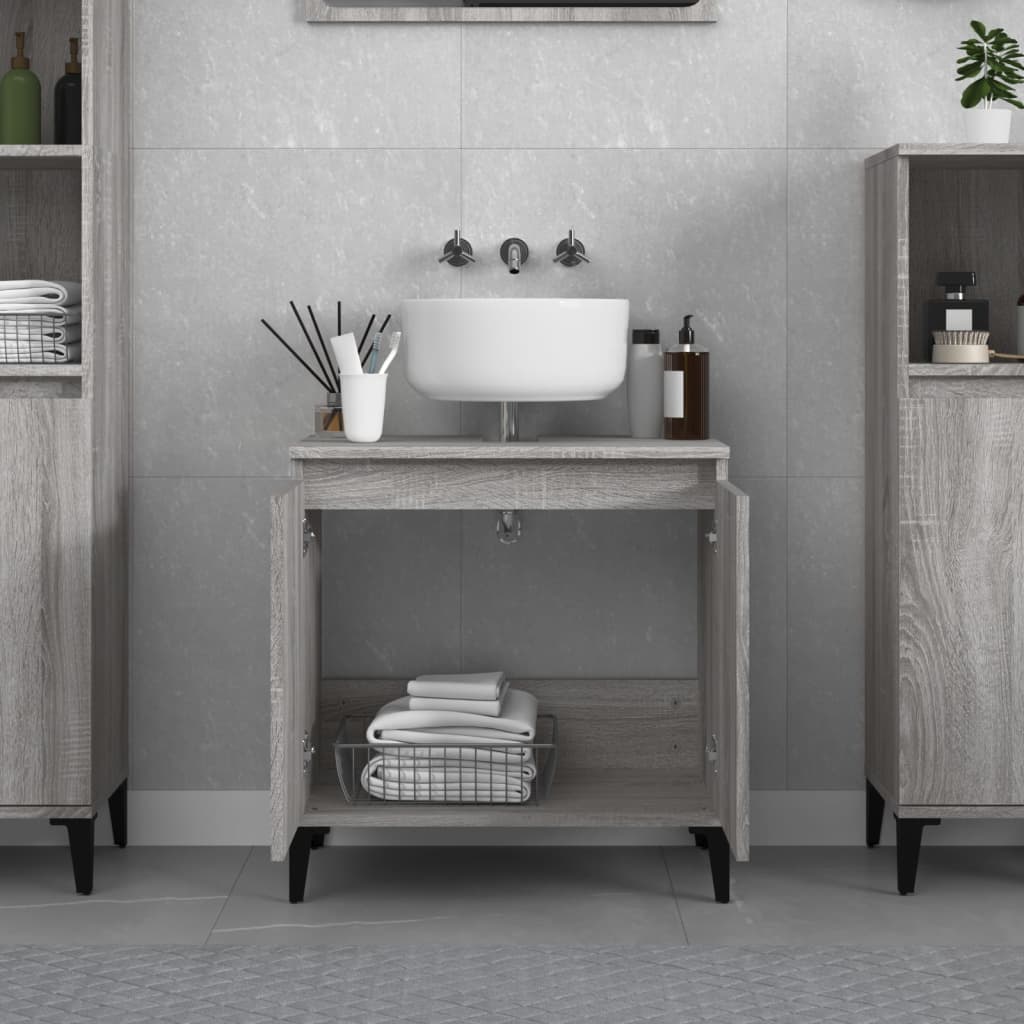 vidaXL Dulap de chiuvetă, gri sonoma, 58x33x60 cm, lemn prelucrat vidaXL Dulap de chiuvetă, gri sonoma, 58x33x60 cm, lemn prelucrat