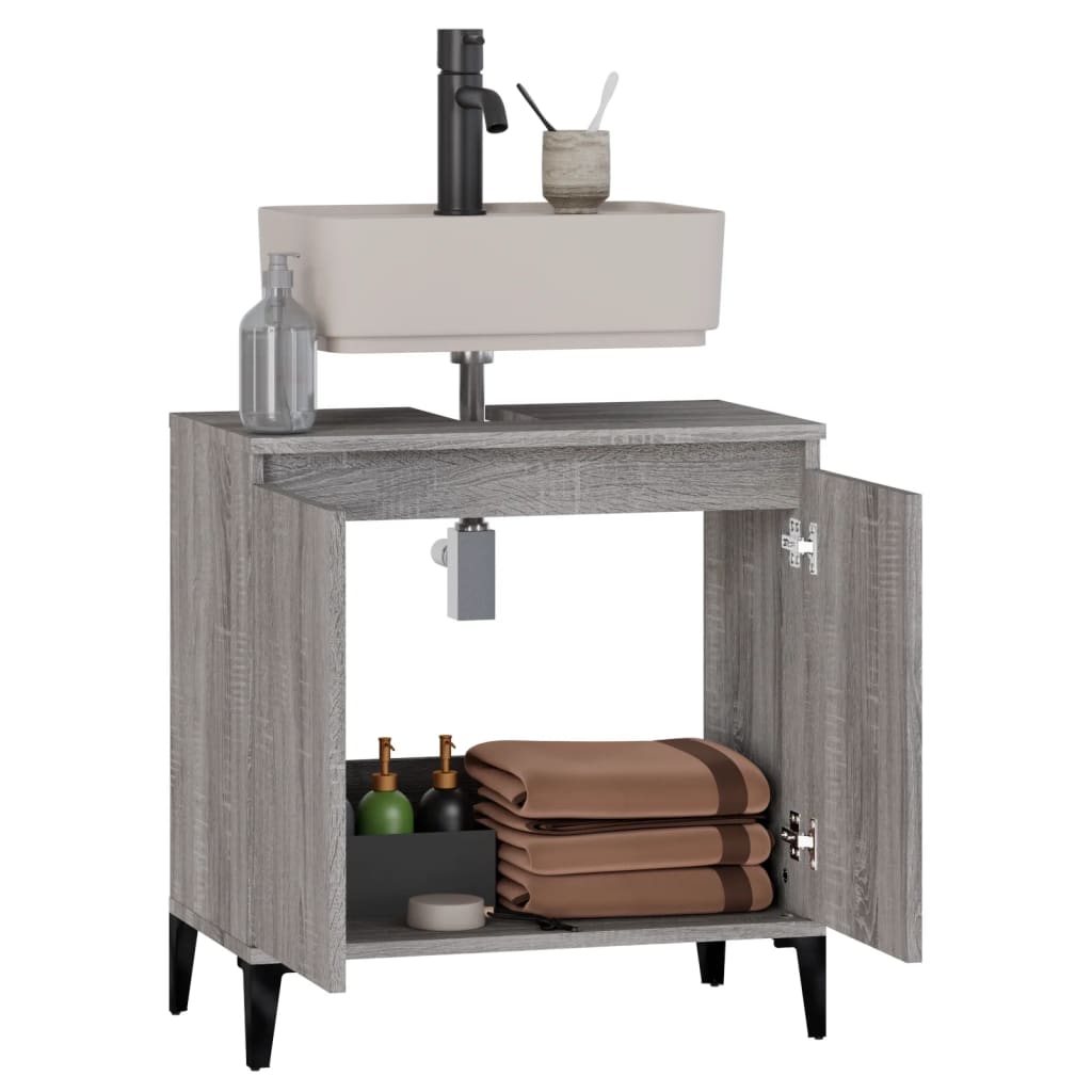 vidaXL Dulap de chiuvetă, gri sonoma, 58x33x60 cm, lemn prelucrat vidaXL Dulap de chiuvetă, gri sonoma, 58x33x60 cm, lemn prelucrat