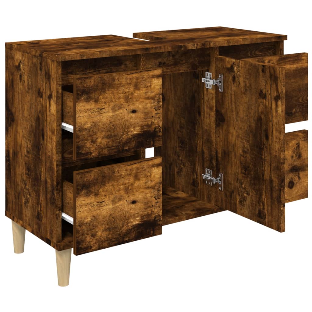 vidaXL Dulap de chiuvetă, stejar afumat, 80x33x60 cm, lemn prelucrat vidaXL Dulap de chiuvetă, stejar afumat, 80x33x60 cm, lemn prelucrat