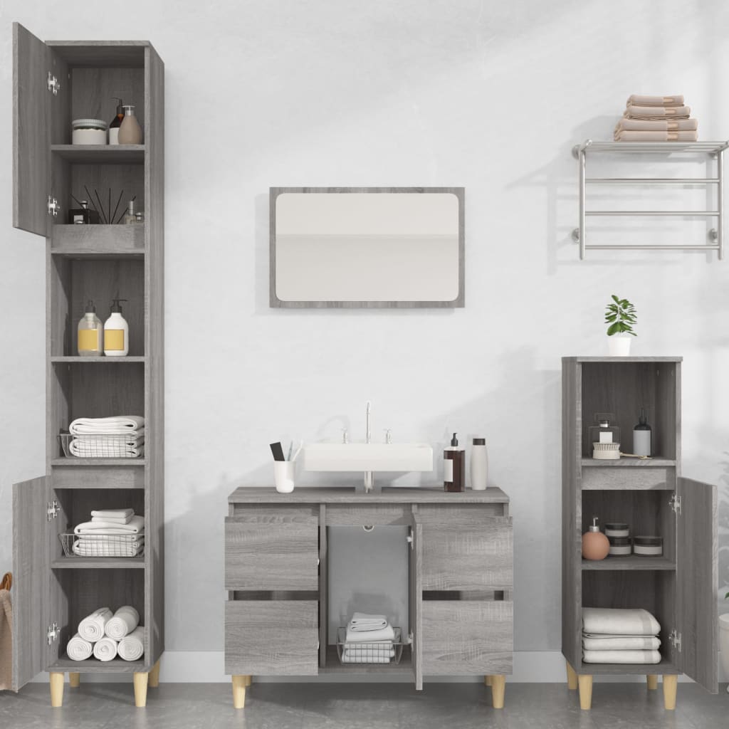 vidaXL Dulap de chiuvetă, gri sonoma, 80x33x60 cm, lemn prelucrat vidaXL Dulap de chiuvetă, gri sonoma, 80x33x60 cm, lemn prelucrat