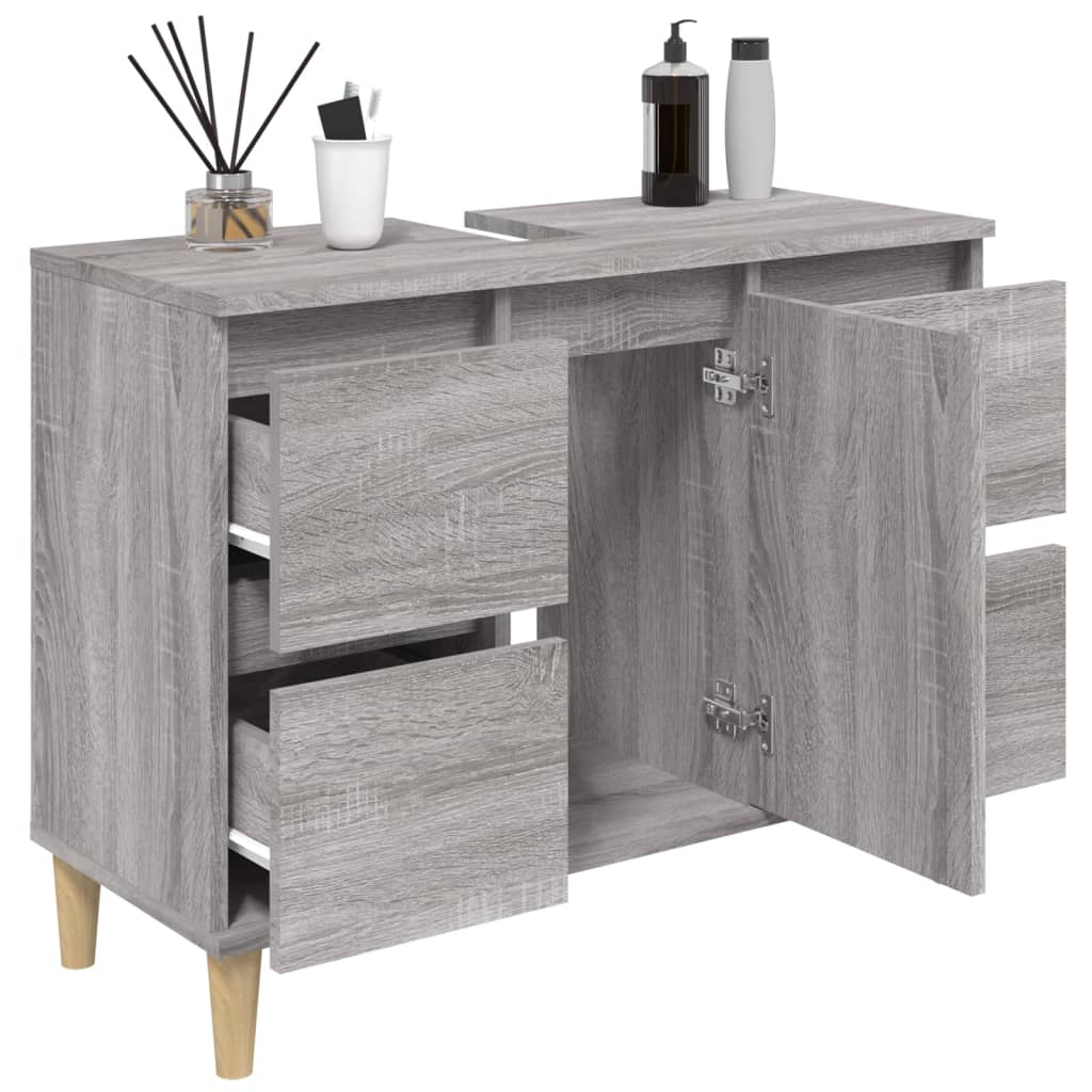 vidaXL Dulap de chiuvetă, gri sonoma, 80x33x60 cm, lemn prelucrat vidaXL Dulap de chiuvetă, gri sonoma, 80x33x60 cm, lemn prelucrat