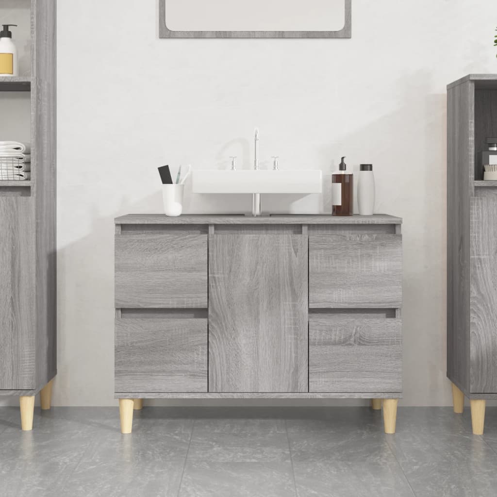 vidaXL Dulap de chiuvetă, gri sonoma, 80x33x60 cm, lemn prelucrat vidaXL Dulap de chiuvetă, gri sonoma, 80x33x60 cm, lemn prelucrat