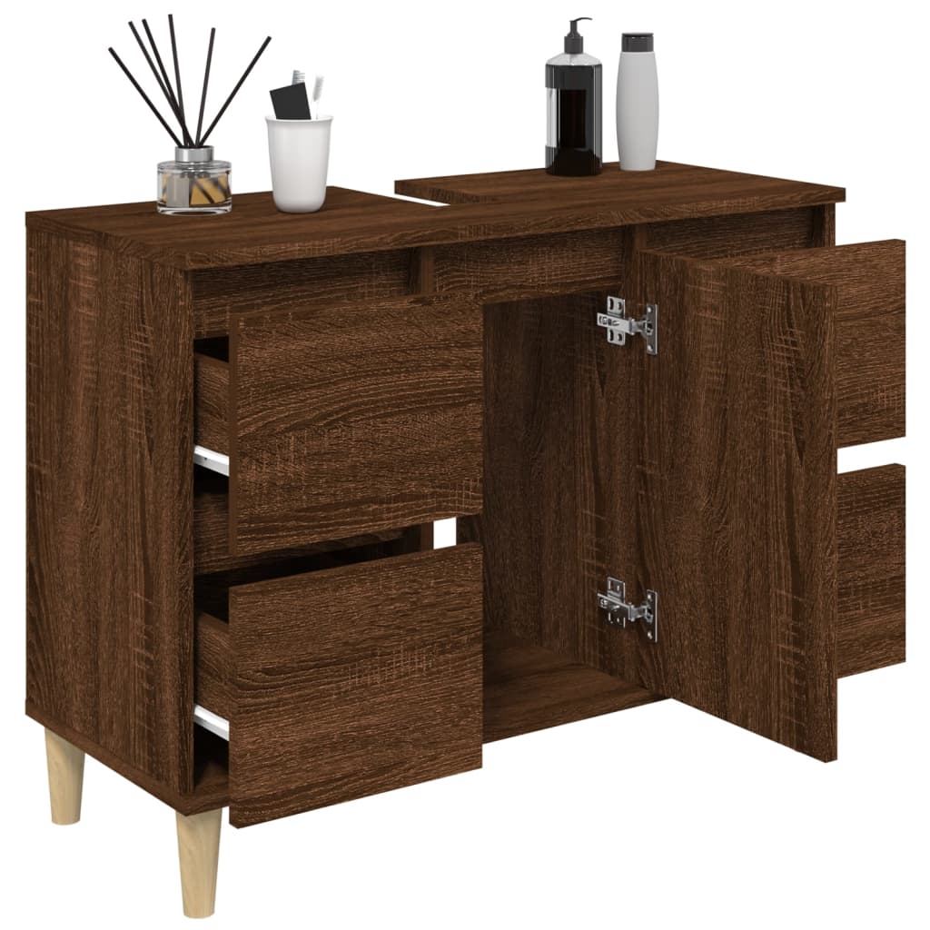 vidaXL Dulap de chiuvetă, stejar maro, 80x33x60 cm, lemn prelucrat vidaXL Dulap de chiuvetă, stejar maro, 80x33x60 cm, lemn prelucrat