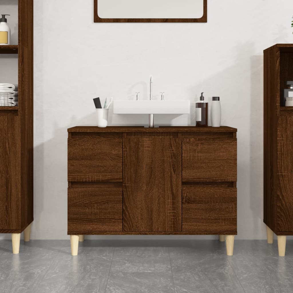vidaXL Dulap de chiuvetă, stejar maro, 80x33x60 cm, lemn prelucrat vidaXL Dulap de chiuvetă, stejar maro, 80x33x60 cm, lemn prelucrat