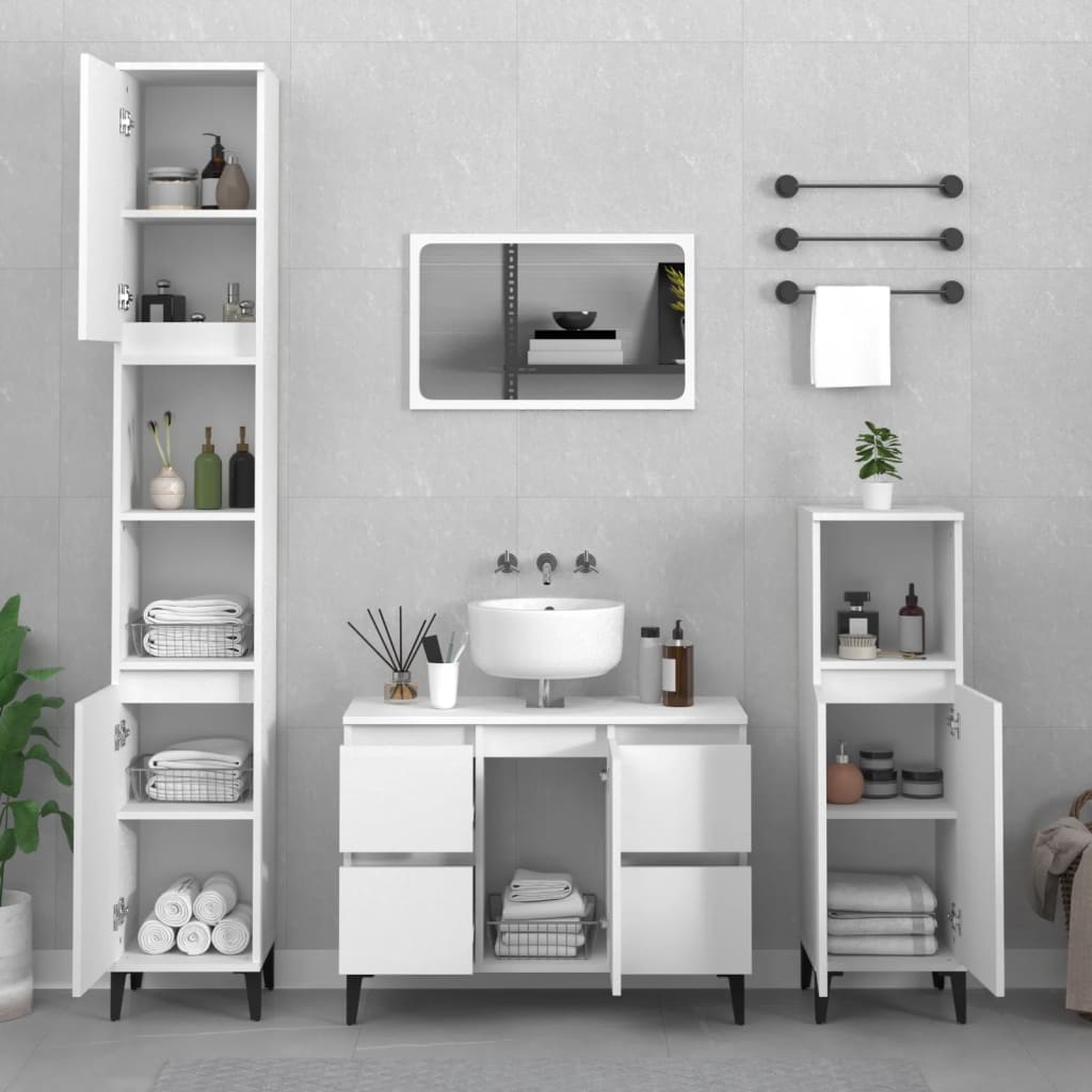 vidaXL Dulap de chiuvetă, alb, 80x33x60 cm, lemn prelucrat vidaXL Dulap de chiuvetă, alb, 80x33x60 cm, lemn prelucrat
