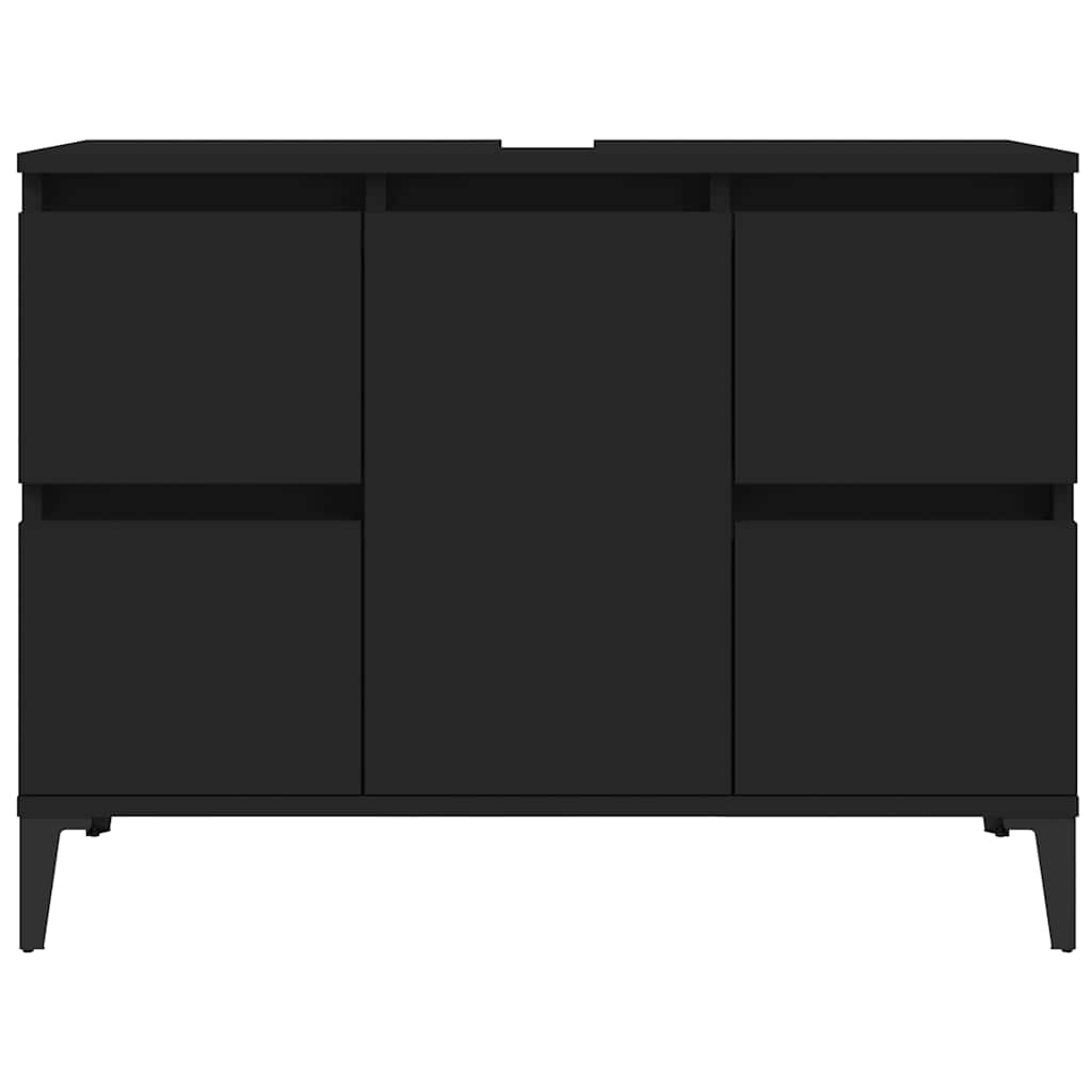 vidaXL Dulap de chiuvetă, negru, 80x33x60 cm, lemn prelucrat vidaXL Dulap de chiuvetă, negru, 80x33x60 cm, lemn prelucrat