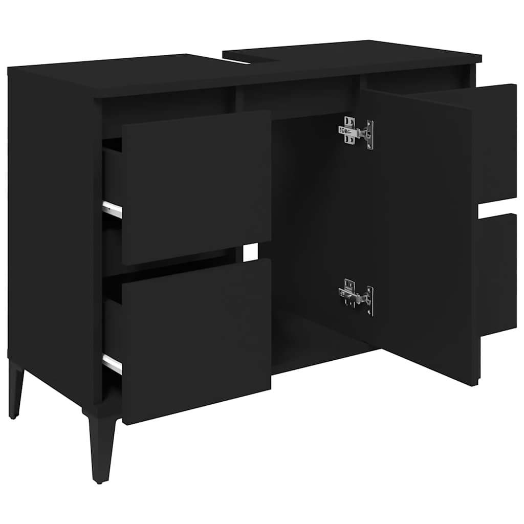 vidaXL Dulap de chiuvetă, negru, 80x33x60 cm, lemn prelucrat vidaXL Dulap de chiuvetă, negru, 80x33x60 cm, lemn prelucrat