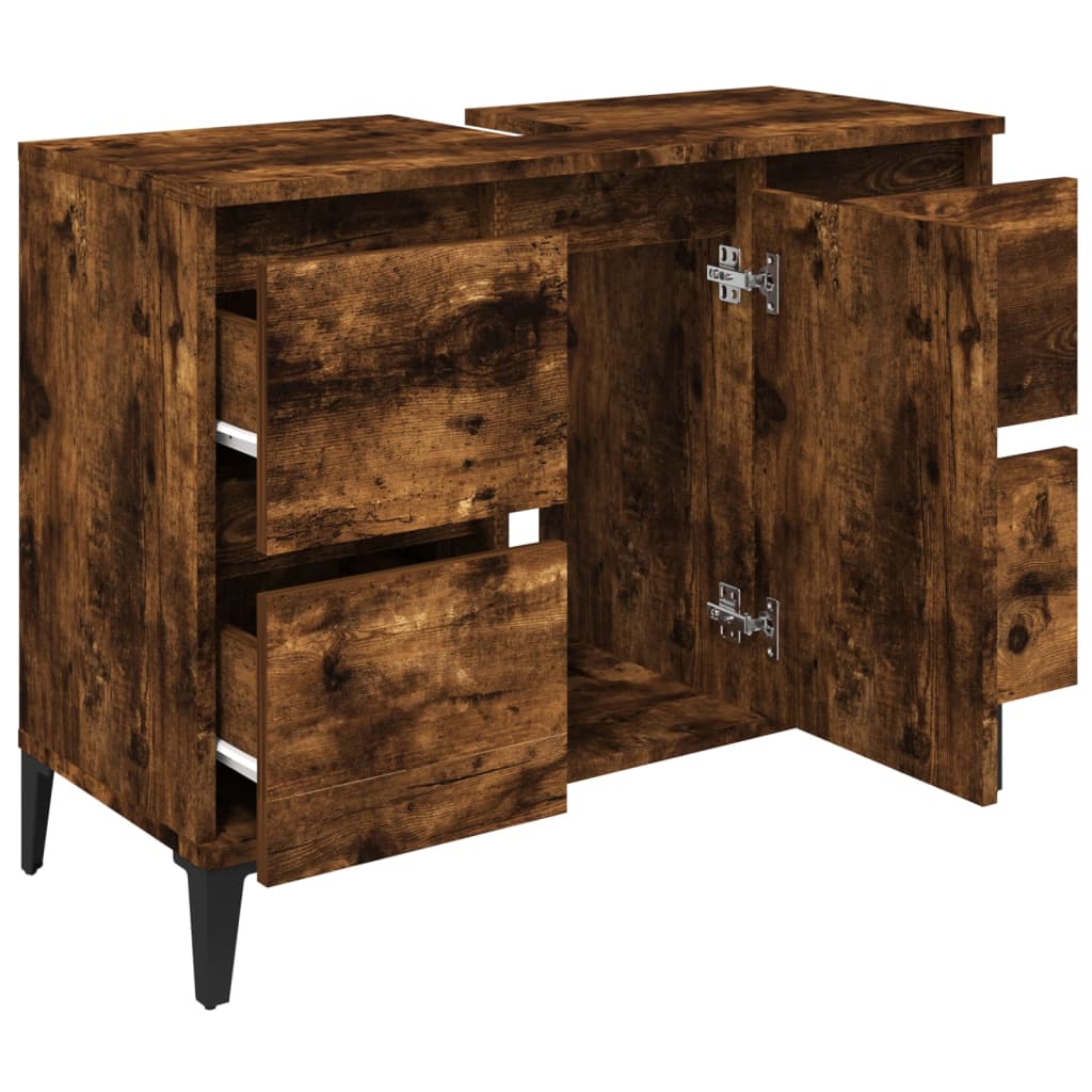 vidaXL Dulap de chiuvetă, stejar afumat, 80x33x60 cm, lemn prelucrat vidaXL Dulap de chiuvetă, stejar afumat, 80x33x60 cm, lemn prelucrat
