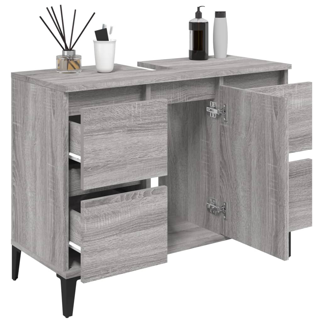 vidaXL Dulap de chiuvetă, gri sonoma, 80x33x60 cm, lemn prelucrat vidaXL Dulap de chiuvetă, gri sonoma, 80x33x60 cm, lemn prelucrat