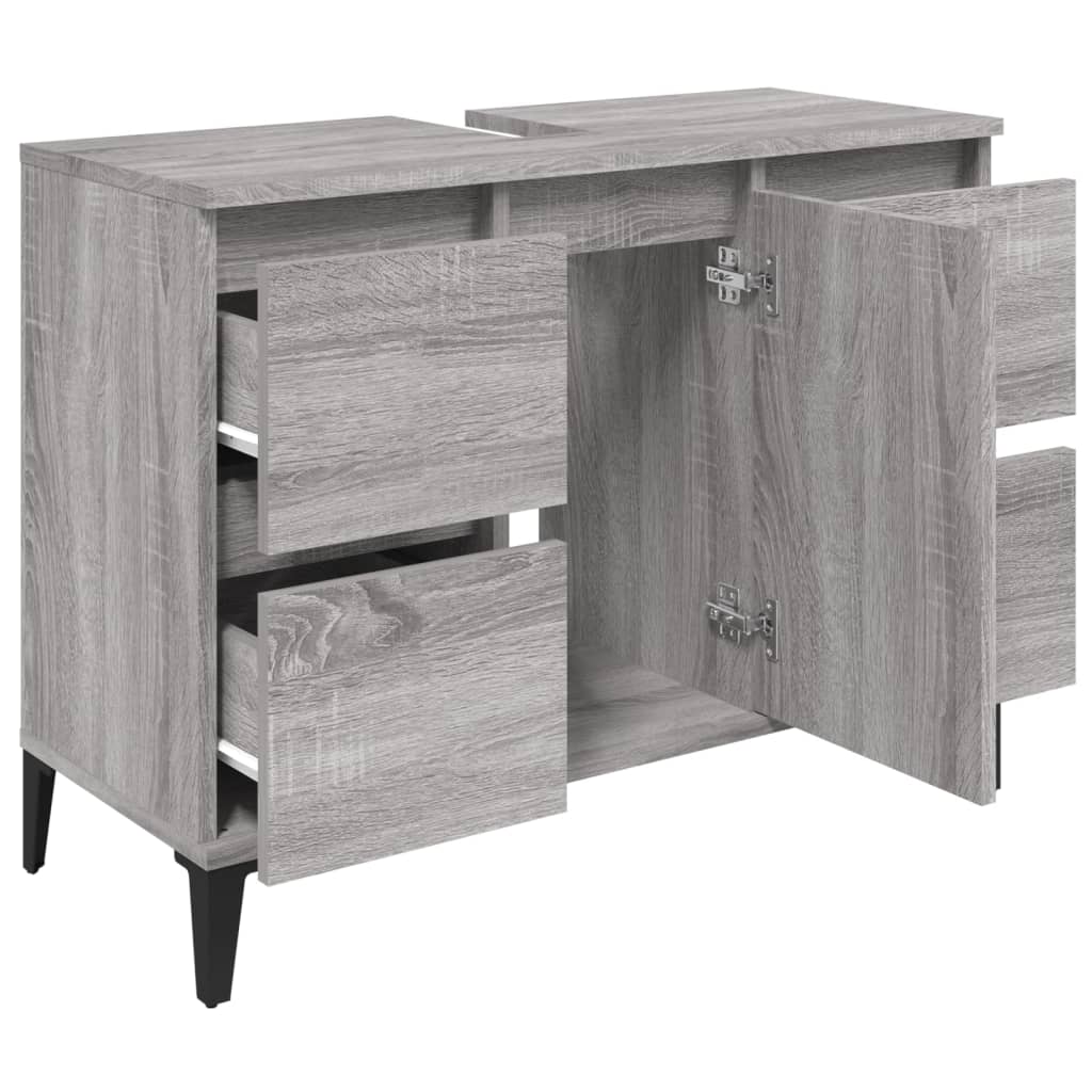 vidaXL Dulap de chiuvetă, gri sonoma, 80x33x60 cm, lemn prelucrat vidaXL Dulap de chiuvetă, gri sonoma, 80x33x60 cm, lemn prelucrat