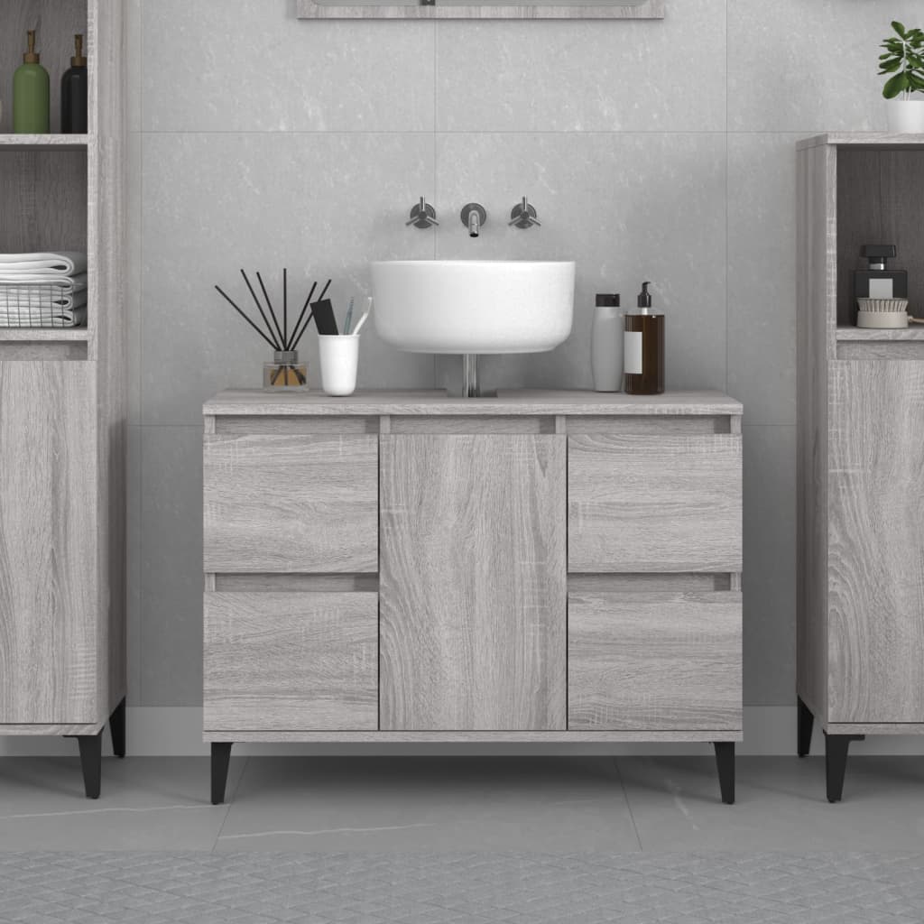vidaXL Dulap de chiuvetă, gri sonoma, 80x33x60 cm, lemn prelucrat vidaXL Dulap de chiuvetă, gri sonoma, 80x33x60 cm, lemn prelucrat
