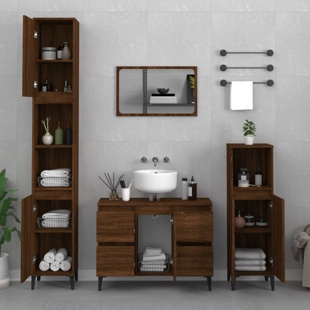 vidaXL Dulap de chiuvetă, stejar maro, 80x33x60 cm, lemn prelucrat vidaXL Dulap de chiuvetă, stejar maro, 80x33x60 cm, lemn prelucrat